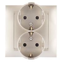 Симон 1590459-034 Розетка двойная 2Р+Е шампань