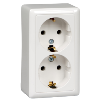 Розетка ХИТ РА16-238-б 2-пост. нар. с зк., б/ш Белая