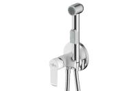 Смеситель одноручный W25-51 (25 мм) с гигиеническим душем, встраиваемый, хром/бел