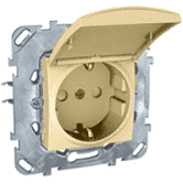 Уника 5.037.25TAZD Розетка с крышкой 1-ая с/з с з/ш беж.