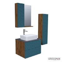 АЛЬБА-65 (тум с 2-я ящ.веллингтон/бриз+ум.GR-3016+Шкаф-зеркало Grossman "АЛЬБА-65 см" Лев.веллингто)