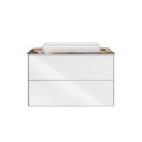 ПЛАЗА 80 (Modern под. с ящ белая глянц. PL.M.80.2\WHT+столешкаPL1.VT93\80+рак.встр.PLR.wbi.55.1)