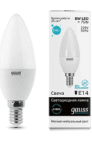 Лампа Gauss LED Elementary Candle  8W E14 4100K 33128