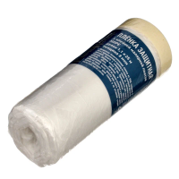 Пленка защитная с клейкой малярной лентой, прозрачная, HDPE, рулон 1,1х25м, толщина 8мкм / 09-0-011