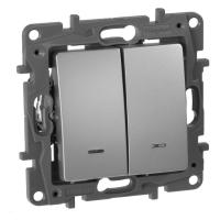 Легранд 672416 Переключатель 2-кл с подсветкой Алюминий