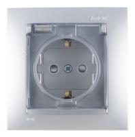 Симон 1590450-033 Розетка 2Р+Е с з/к з/ш IP-44 алюминий