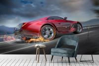 СAR-034 Фотообои 3D КРАСНЫЙ СПОРТКАР песок 200*240