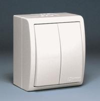 Симон 1594398-030 Выключатель двойной IP44 Белый