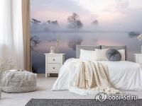 TM-010 Фотообои 3D ТУМАННАЯ ДЫМКА НАД ОЗЕРОМ песок 300*270