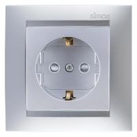 Симон 1591432-033 Розетка 2Р+Е алюминий
