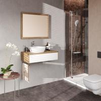 Мебель для ванной ТОР 80(тум+рак0114000i28+зеркалоTOR8000i98 ) белый/шпон дуба