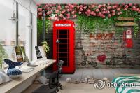PD-037 Фотообои 3D ТЕЛЕФОННАЯ БУДКА С ГРАФФИТИ песок 300*270