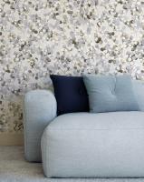 106302Е Обои Solo Lunaria Листья ч.-серебр.с желт. на бел.фоне к E106401  РАСПРОДАЖА