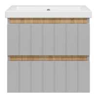 Грэй 60 (Тумба подвесная с 2 ящ. серый+рак"COMO"- 60см.)