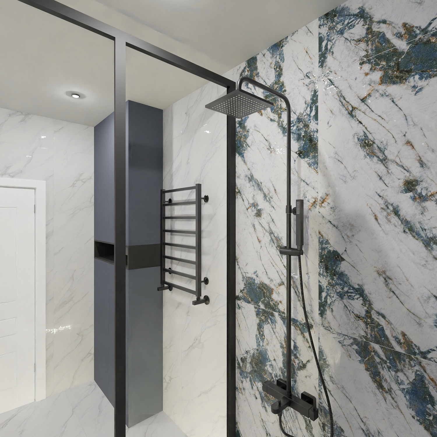 Дизан проект из керамогранита Realistik Valetta с элегантными золотыми прожилками!