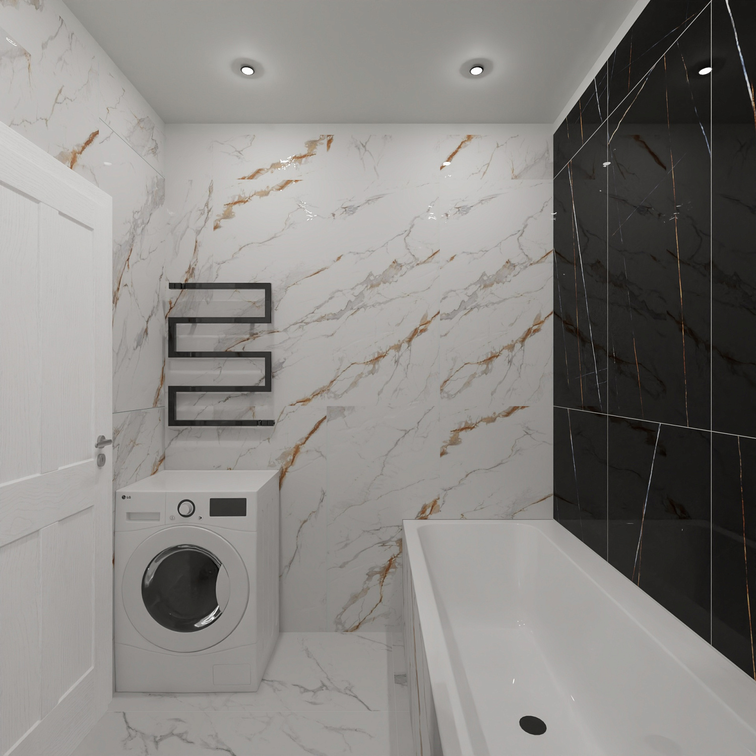 Новый проект в классическом сочетании мрамора.