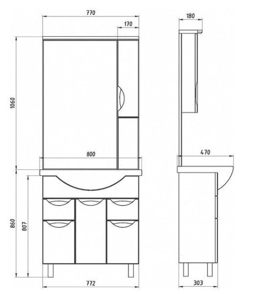 МЕССИНА 80 (тум+ракБалтика80+зеркало) АКЦИЯ
