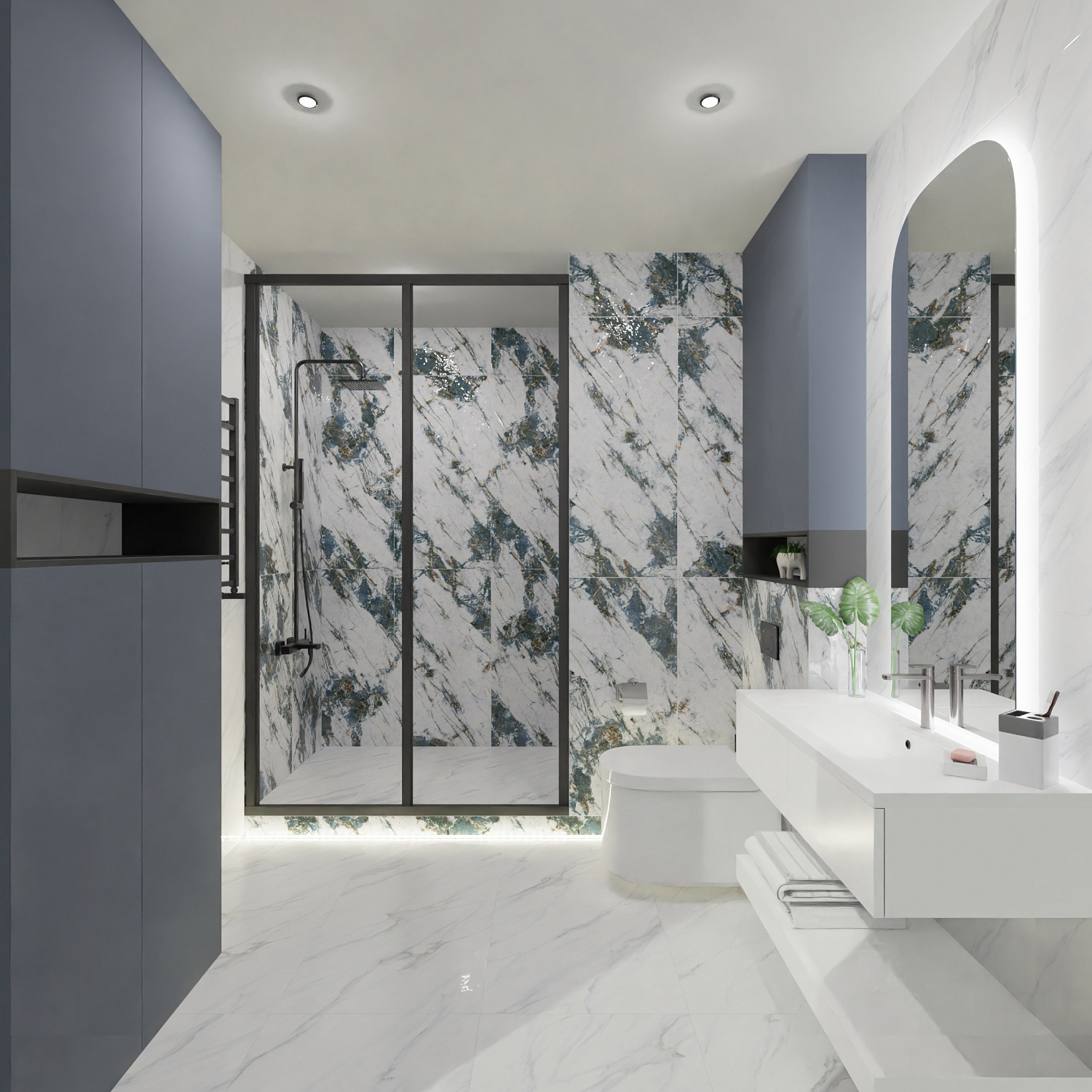 Дизан проект из керамогранита Realistik Valetta с элегантными золотыми прожилками!