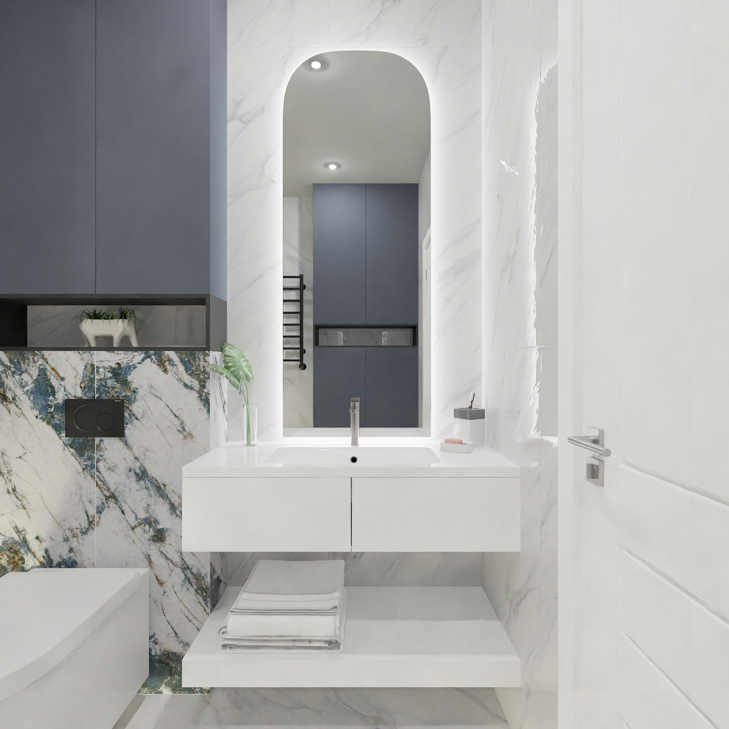 Дизан проект из керамогранита Realistik Valetta с элегантными золотыми прожилками!