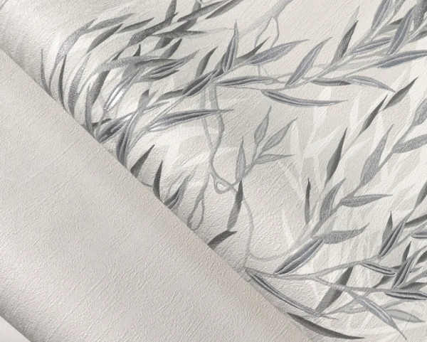 201703E Обои Solo Willow Ива серо-голубая на св.сером фоне к E201803 Комп.винил на флизелине1,06*10