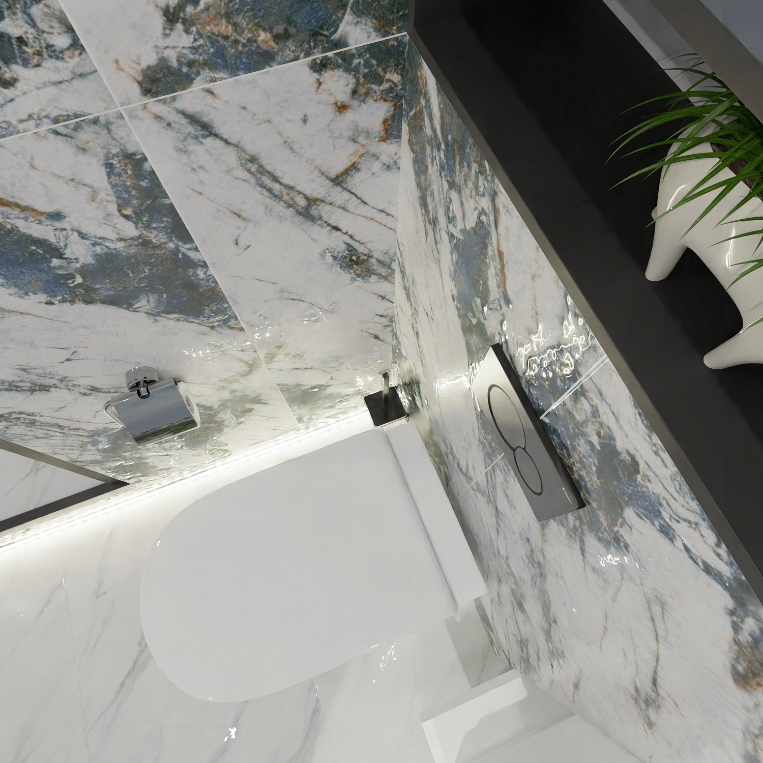 Дизан проект из керамогранита Realistik Valetta с элегантными золотыми прожилками!