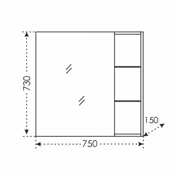 ДУБЛИН 75 зеркальный шкаф