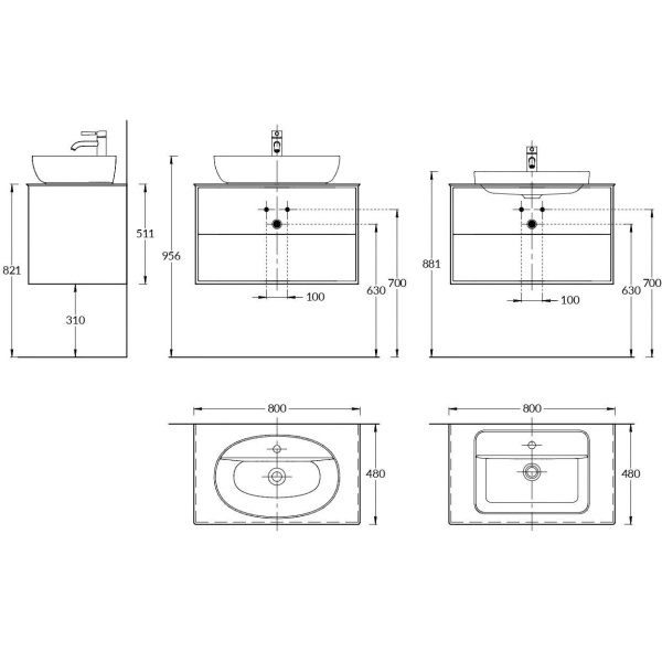 ПЛАЗА 80 (Modern под. с ящ белая глянц. PL.M.80.2\WHT+столешкаPL1.VT93\80+рак.встр.PLR.wbi.55.1)