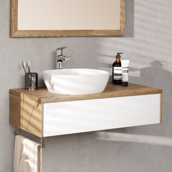 Мебель для ванной ТОР 80(тум+рак0114000i28+зеркалоTOR8000i98 ) белый/шпон дуба