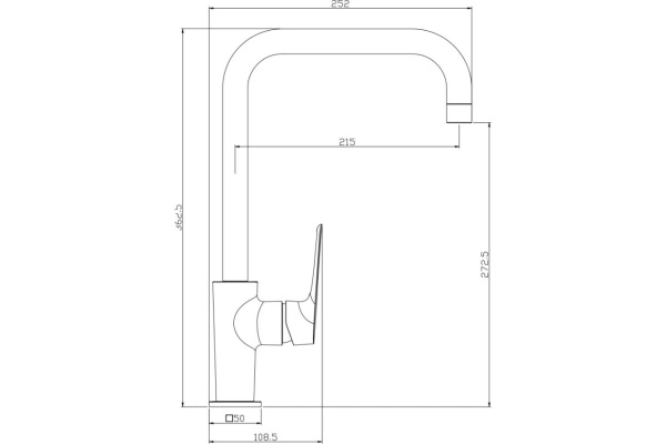 Смеситель одноручный RS46-23 (35мм)  для кухни с высоким поворотным изливом, хром