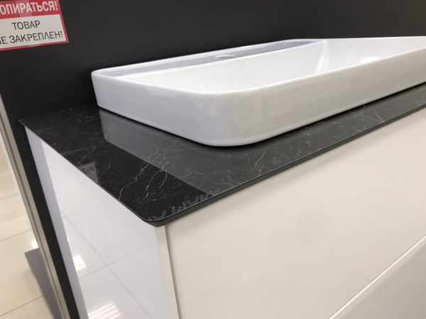 ПЛАЗА 80 (Modern под. с ящ белая глянц. PL.M.80.2\WHT+столешкаPL1.VT93\80+рак.встр.PLR.wbi.55.1)