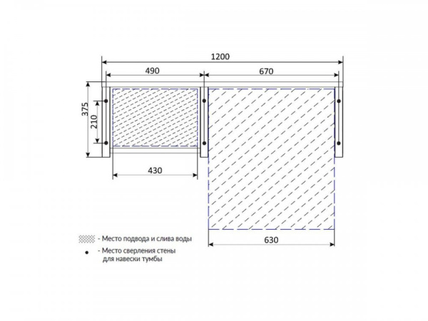 ГРАНЖ ЛОФТ 120 столешница под стир. машину дуб вотан