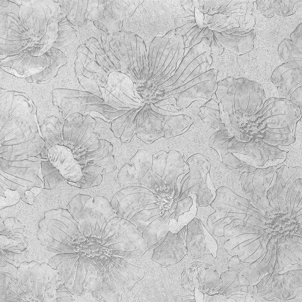 105003Е Обои Solo Fluid Цветы серые на сером фоне Компактный винил на флизелине 1,06*10