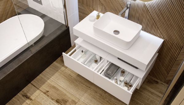 ЮНИТ 100 (тум.подвес 2шт(tpUNI.50.H27.Y-223)Unit50+стол(st.UNI.100-628)дуб)+полка(pkKLA.100-46)