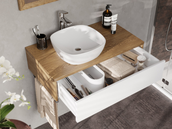 Мебель для ванной ТОР 80(тум+рак0114000i28+зеркалоTOR8000i98 ) белый/шпон дуба