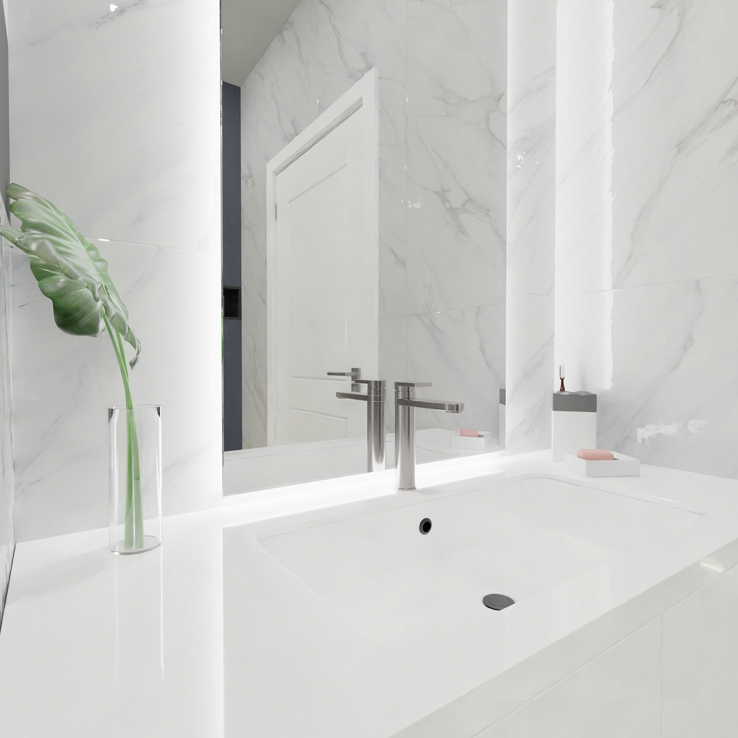 Дизан проект из керамогранита Realistik Valetta с элегантными золотыми прожилками!