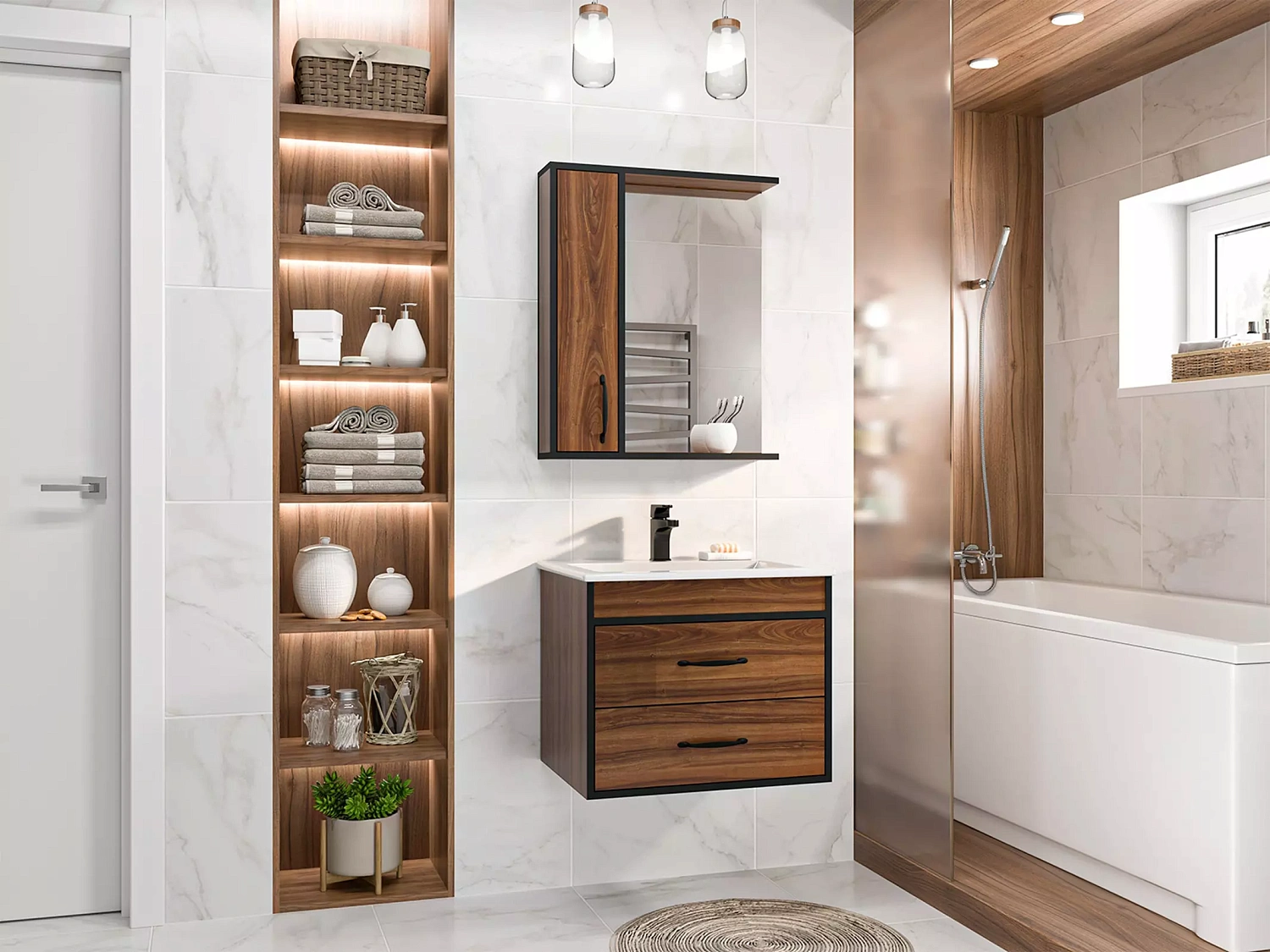 Кедр 60 (Тумба подвесная с 2 ящ.+"Женева" - 60)