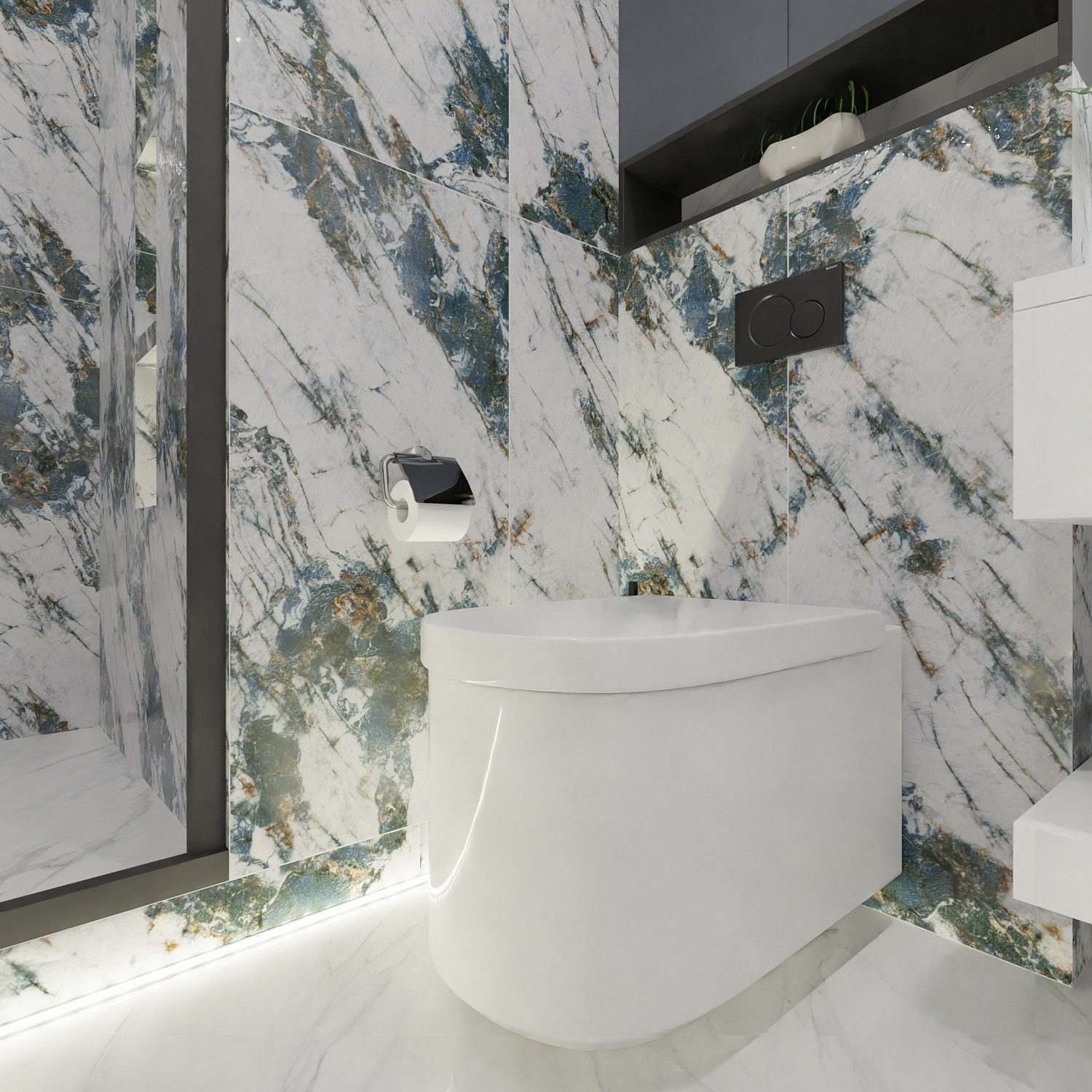 Дизан проект из керамогранита Realistik Valetta с элегантными золотыми прожилками!