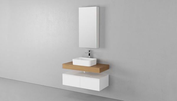 ЮНИТ 100 (тум.подвес 2шт(tpUNI.50.H27.Y-223)Unit50+стол(st.UNI.100-628)дуб)+полка(pkKLA.100-46)