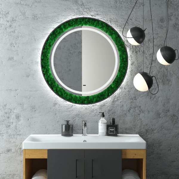 Зеркало "Forest Led" d 800 (мох)