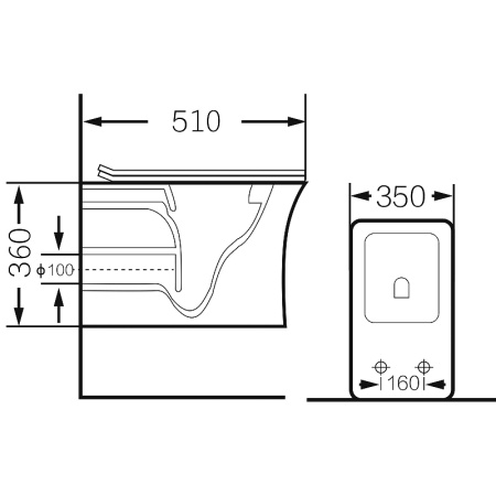 Унитаз подвес GR-4461S (510*350*360) БЕЛЫЙ БЕЗОБОДКОВЫЙ с тонкой крышкой