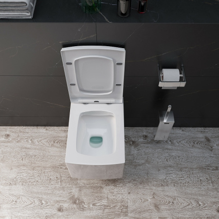 Унитаз подвес GR-4460S (510*350*360) БЕЛЫЙ БЕЗОБОДКОВЫЙ с тонкой крышкой