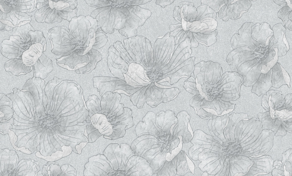 105003Е Обои Solo Fluid Цветы серые на сером фоне Компактный винил на флизелине 1,06*10