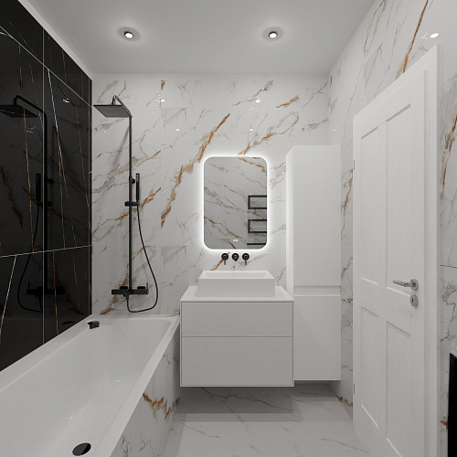 Новый проект в классическом сочетании мрамора.